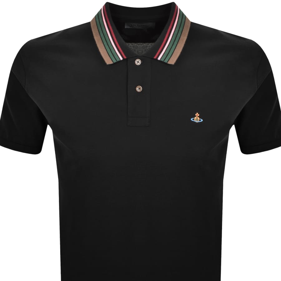 トップス vivienne westwood enbroidery polo shirt Vivienne Westwood Black & Blue Orb Embroidery Jumper Polo
